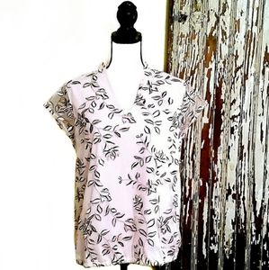 Liz Claiborne Floral Embroidered Top Pink Size M